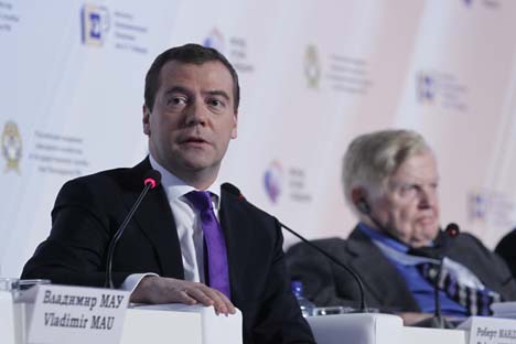 Dmítri Medvedev declarou que a Rússia usará sua presidência do G20 em 2013 para defender o crescimento econômico global. Fuente: Dmitri Astájov / RIA Novosti
